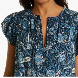 Ulla Johnson Shani Ruffle Sleeve Blouse Midnight Women’s Sz 6
